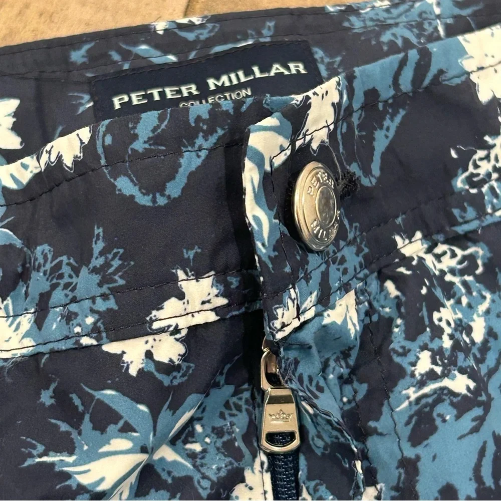 Peter Millar Swim Shorts/Trunks Mens Blue Lined Floral Bathing Suit EUC